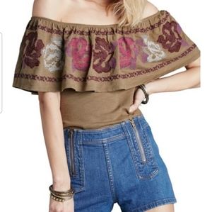 Free People To The Left Off Shoulder Top with Embr